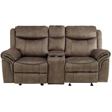 Casual Reclining Loveseat with Center Console and USB Ports