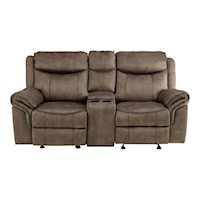 Casual Reclining Loveseat with Center Console and USB Ports