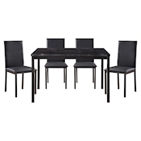 Transitional 5-Piece Dining Set with Faux Marble Top