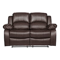 Casual Double Reclining Loveseat with Overstuffed Pillow Arms
