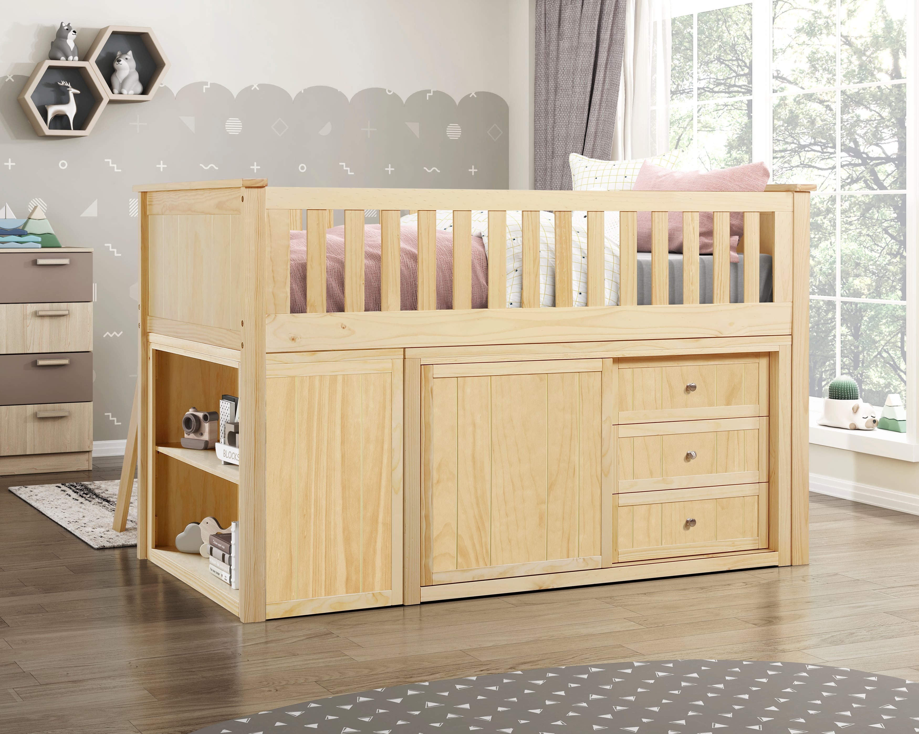 Homelegance Bartly Low Loft Bunk Bed with Dresser