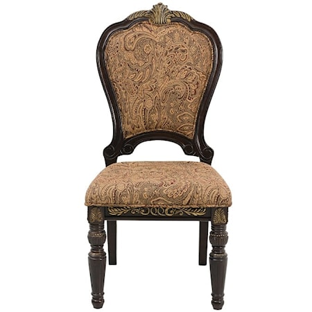 Traditional Side Chair with Elegant Carvings