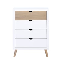 Casual 4-Drawer Bedroom Chest with Sprayed Legs
