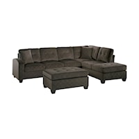 Transitional 3-Piece Reversible Sectional with Ottoman