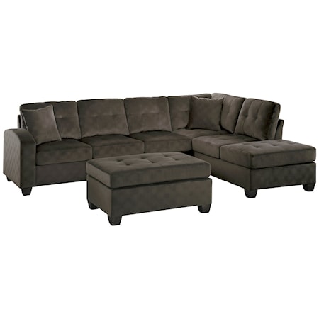 3-Piece Reversible Sectional with Ottoman