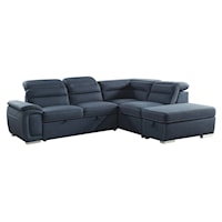 Contemporary 3-Piece Sectional Sofa with Adjustable Headrests and Pull-Out Bed