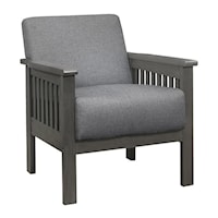 Contemporary Accent Chair with Slat-Supported Wood Arms