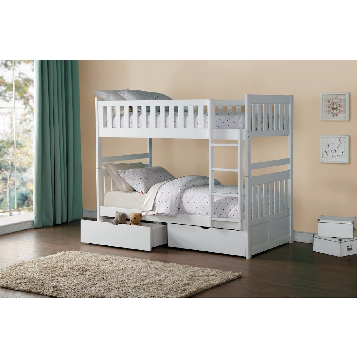 Homelegance Galen Twin/Twin Bunk Bed with Storage Boxes