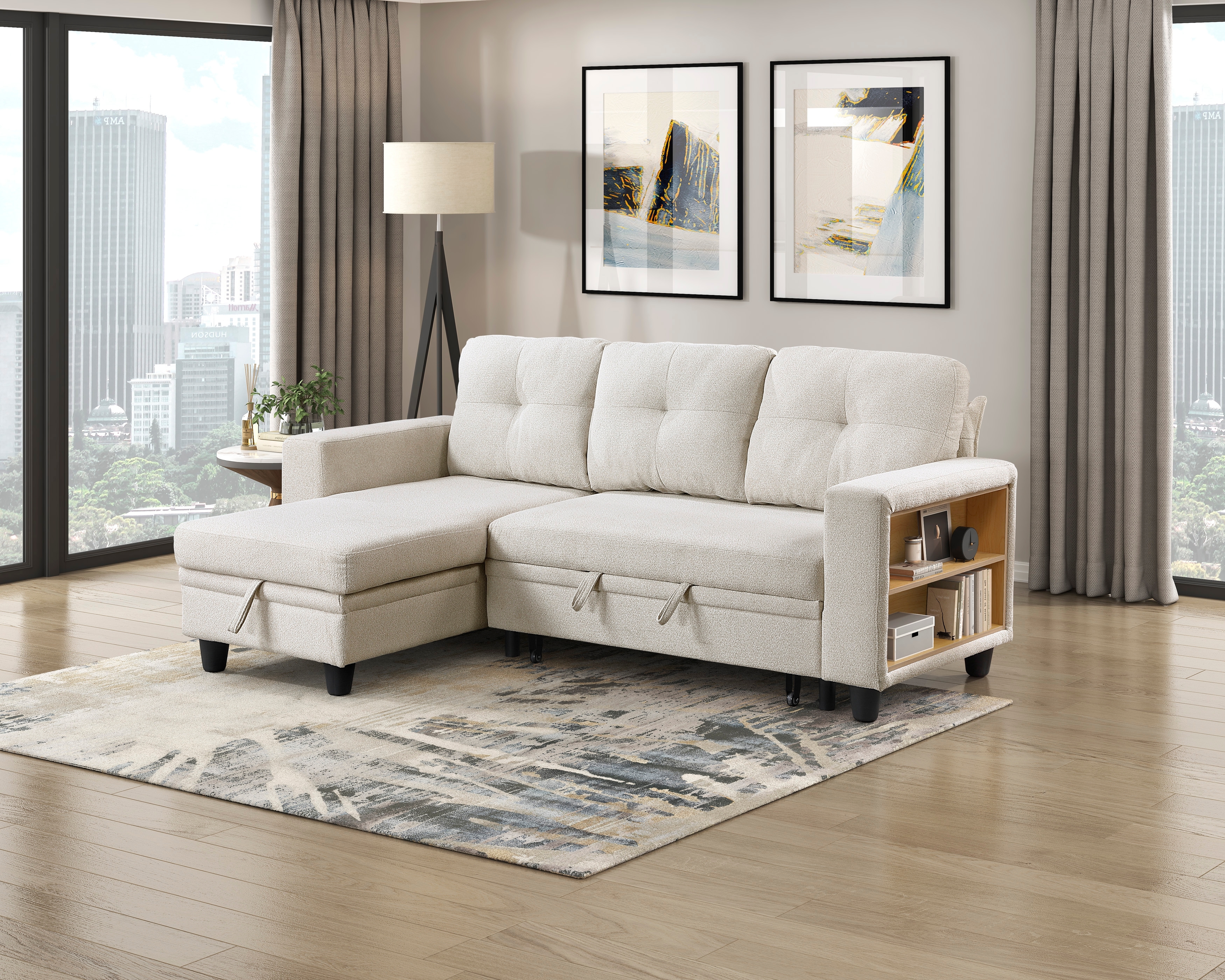 Homelegance Ansley 3-Piece Sectional Sofa with Pull-Out Bed