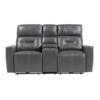 Casual Double Power Reclining Loveseat with Center Console and USB Ports