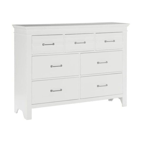 Transitional 7-Drawer Dresser with Antique Nickel Bar Pulls