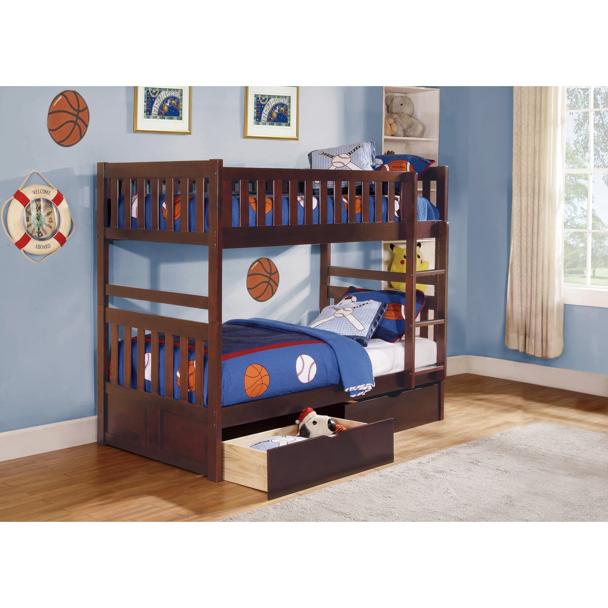 Homelegance Rowe Twin/Twin Bunk Bed with Storage Boxes