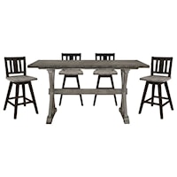 Farmhouse 5-Piece Counter Height Swivel Dining Set with