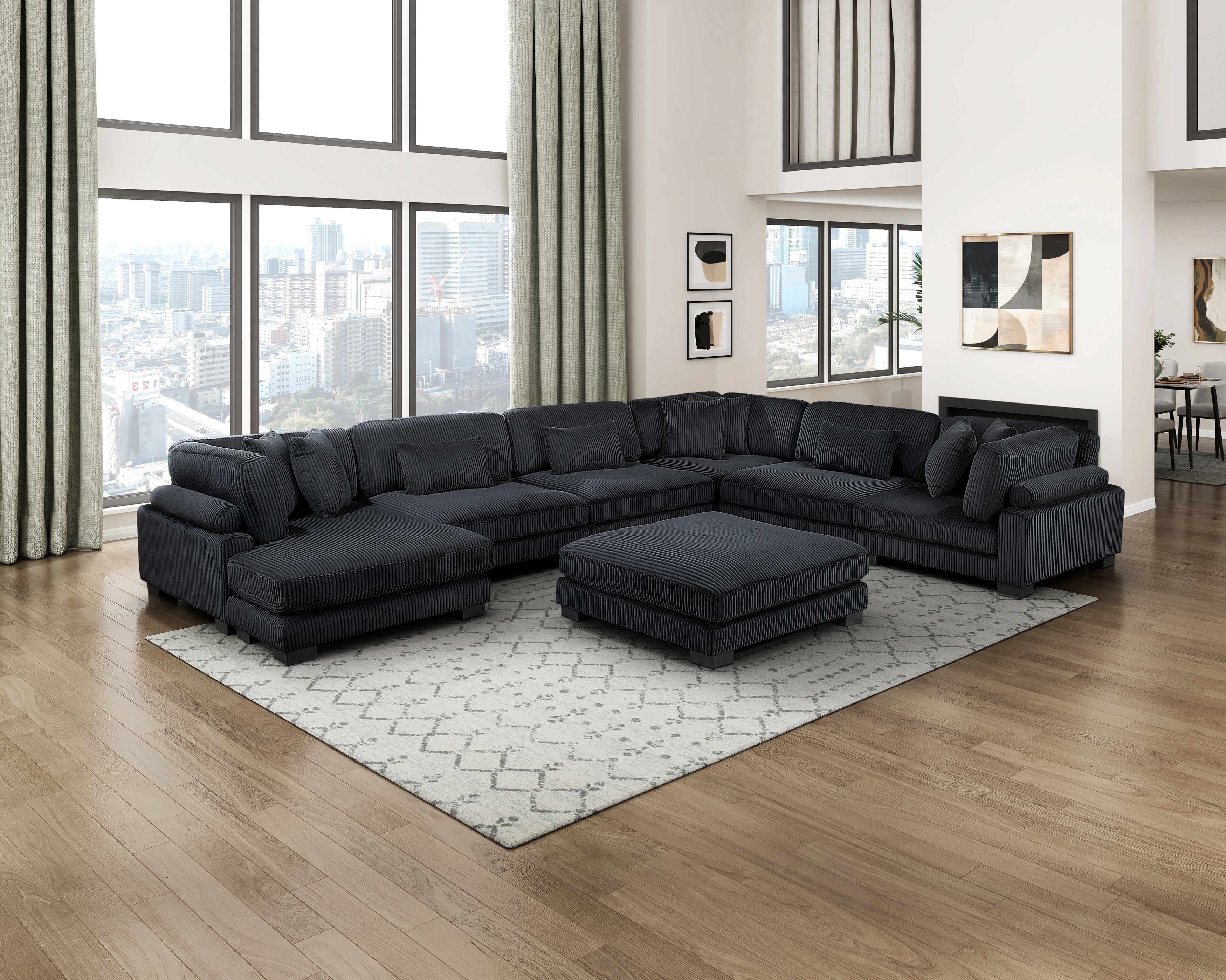 Homelegance Traverse 6-Piece Sectional Sofa with Ottoman