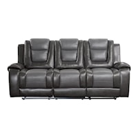 Briscoe Transitional Double Reclining Sofa with Center Drop-Down Cup Holders - Gray