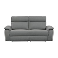 Transitional Power Double Reclining Love Seat with Power Headrests