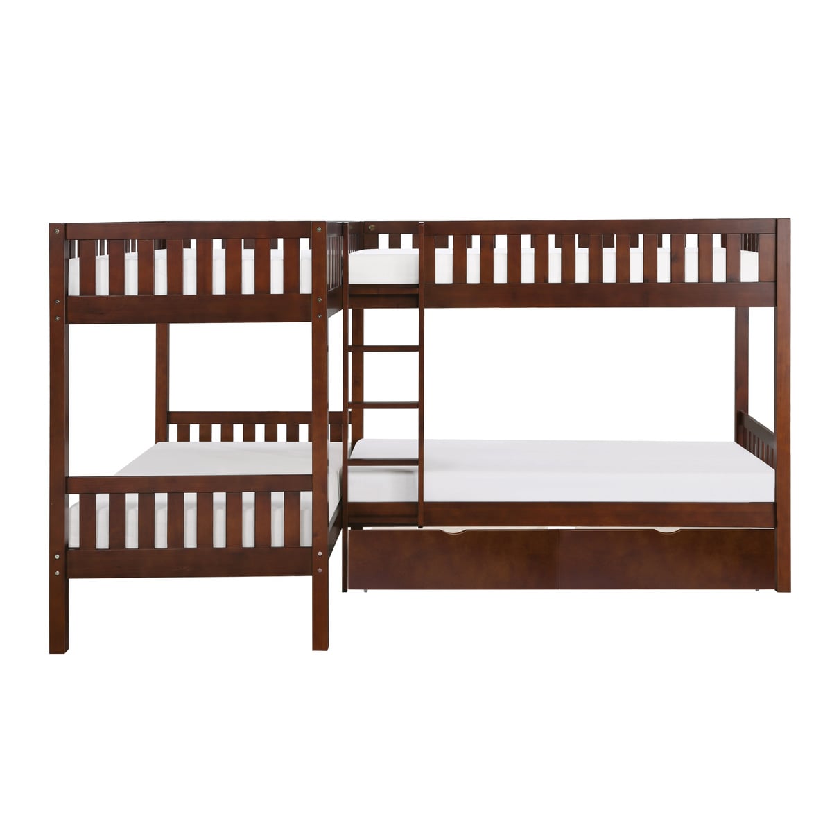 Corner Bunk Bed with Storage Boxes