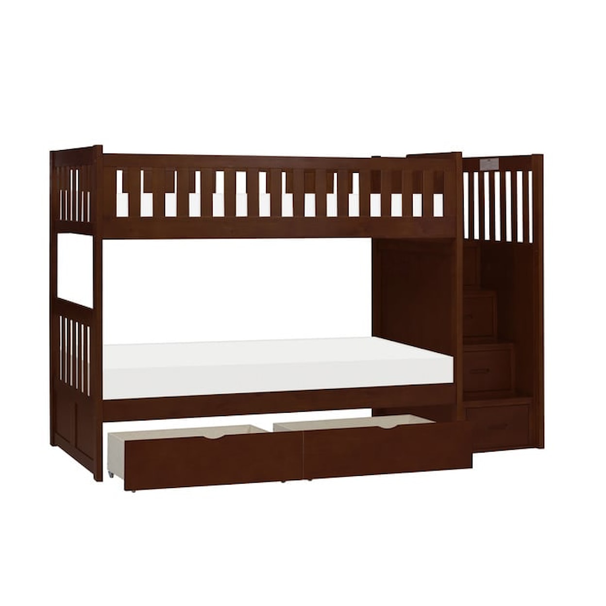 Homelegance Rowe Twin/Twin Step Bunk Bed with Storage Boxes