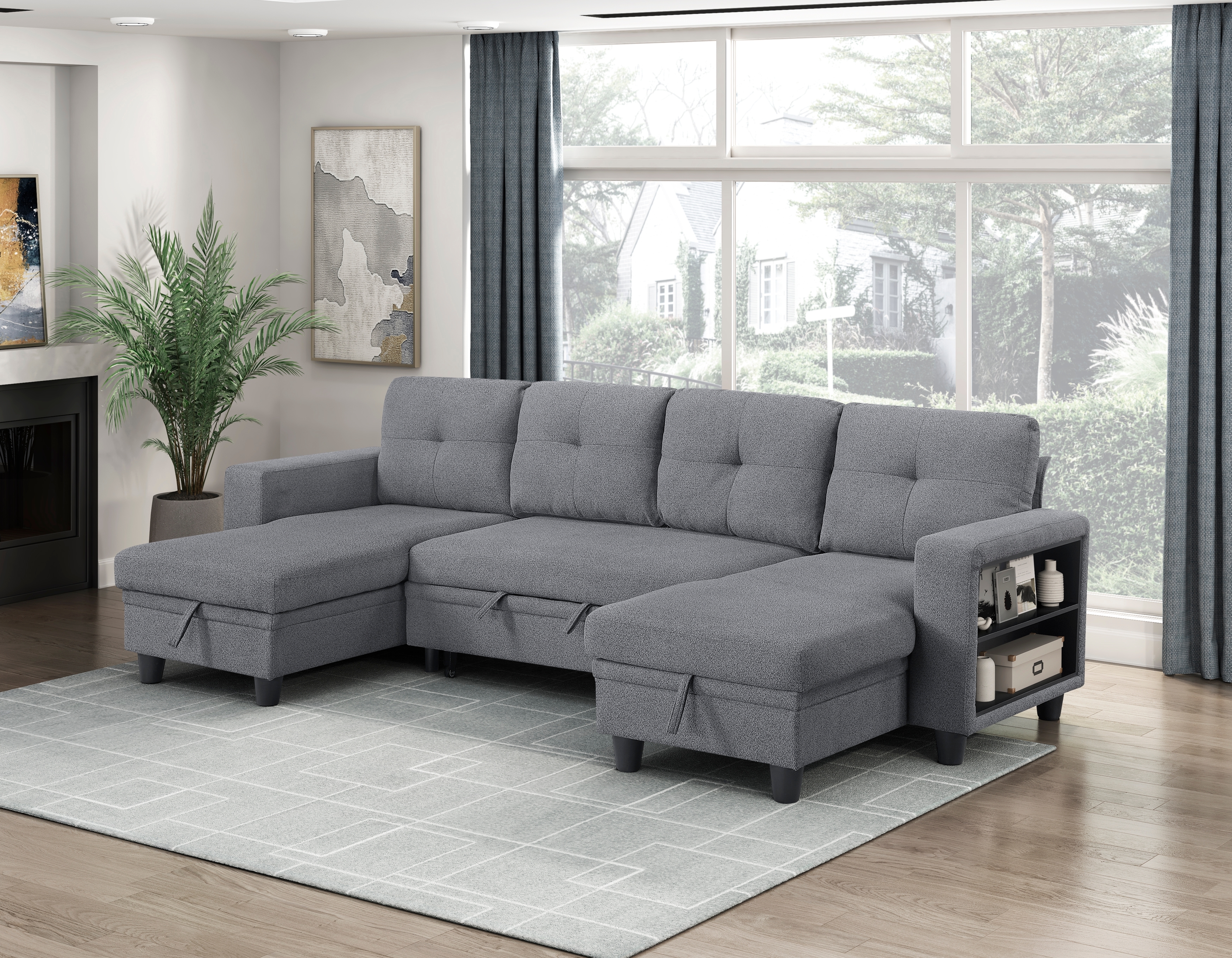 Homelegance Ansley 4-Piece Sectional Sofa with Pull-Out Bed