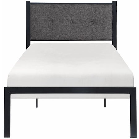 Contemporary Twin Platform Bed with Upholstered Headboard