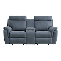 Casual Dual Glider Reclining Love Seat with Center Console