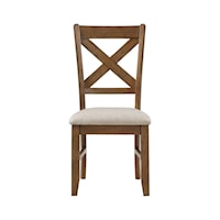 Transitional Upholstered Dining Side Chair with X-Back