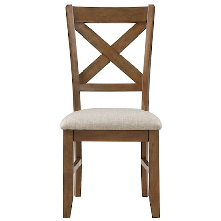 Transitional Upholstered Dining Side Chair with X-Back