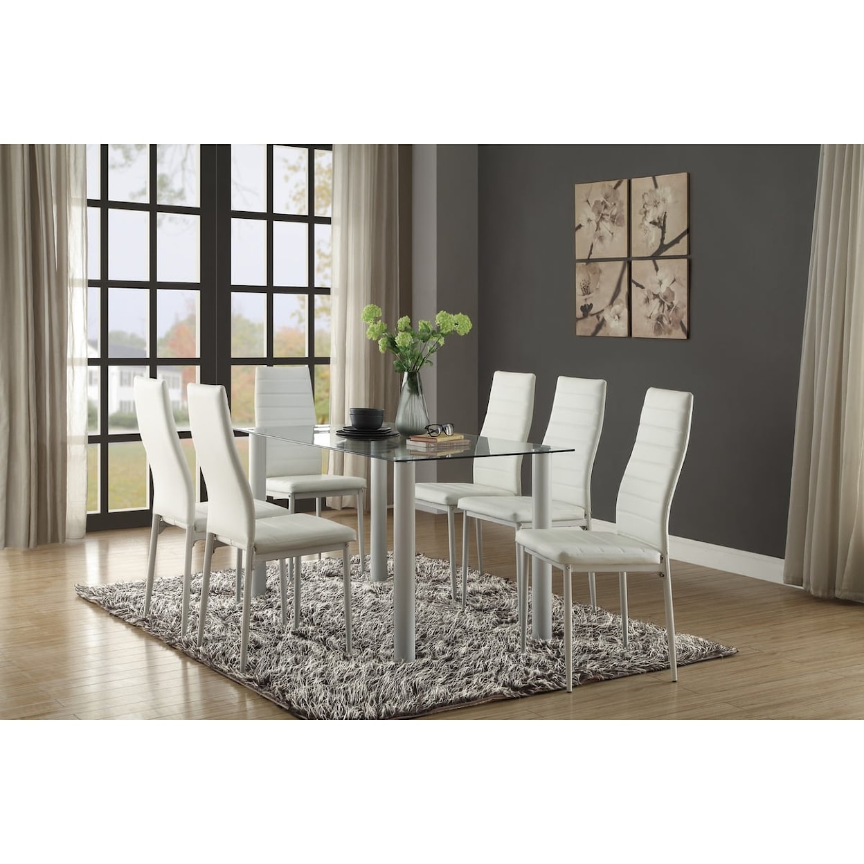 Homelegance Furniture Florian Dining Table with Glass Table Top