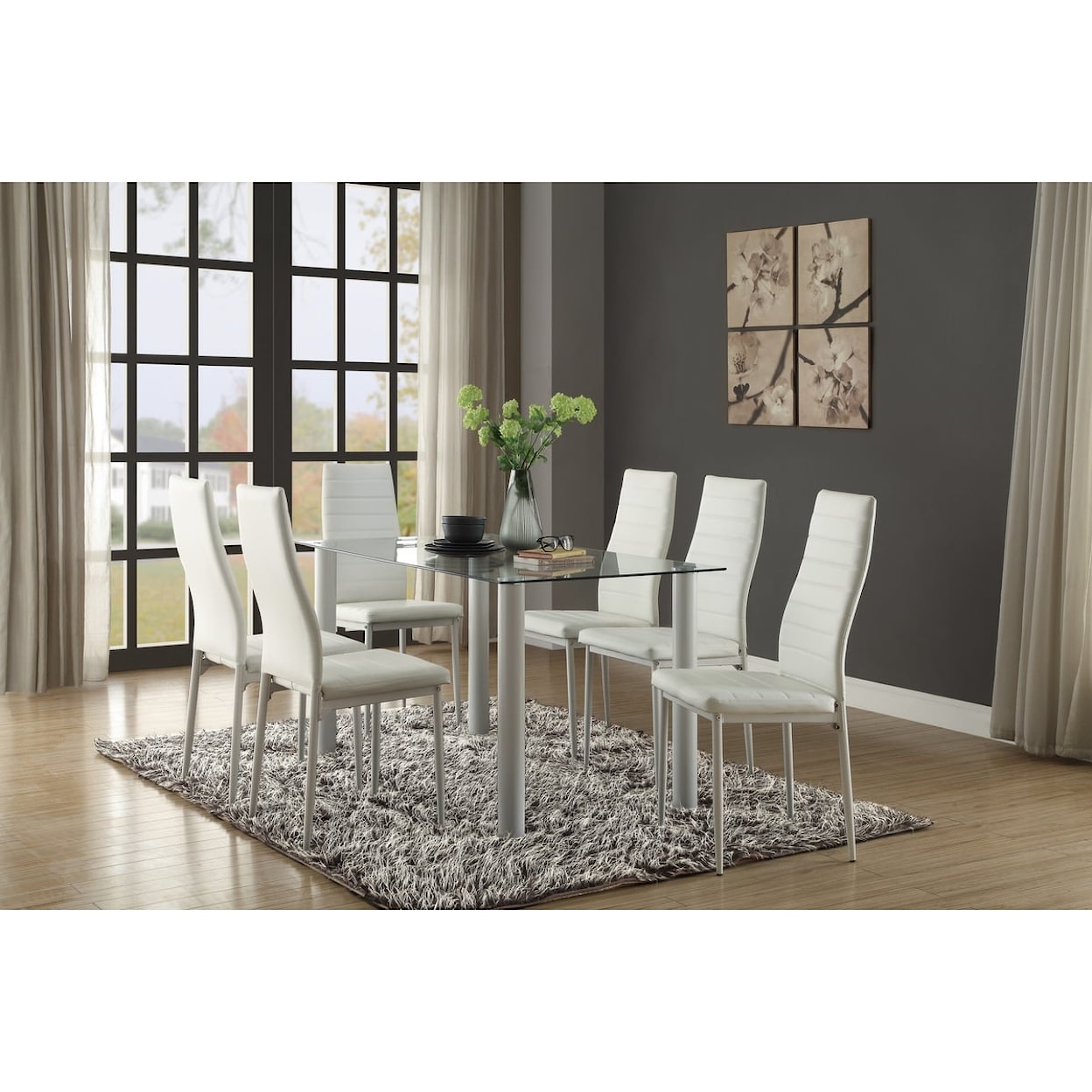 Homelegance Florian Dining Table with Glass Table Top
