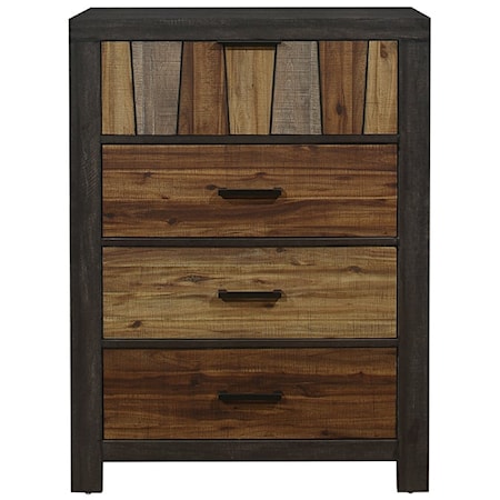 Industrial 4-Drawer Bedroom Chest with Metal Center Glides