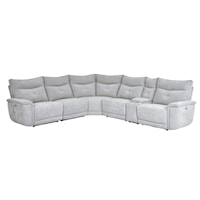 Transitional 6-Piece Power Reclining Sectional Sofa with Power Headrests