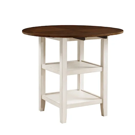 Counter Height Pub Table with Open Shelf Base