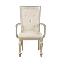 Transitional Arm Chair with Crystal Button-Tufting