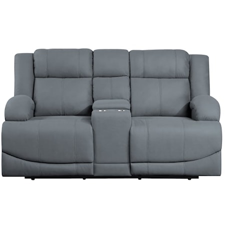 Casual Double Power Reclining Loveseat with Center Console