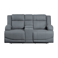 Casual Double Power Reclining Loveseat with Center Console