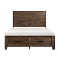 Rustic Queen Sleigh Bed with Footboard Storage