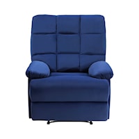 Casual Manual Recliner with Pillow Arms