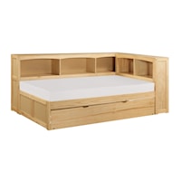 Transitional Twin Bookcase Corner Bed with Twin Trundle