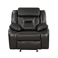 Contemporary Manual Glider Recliner with Pillow Arms
