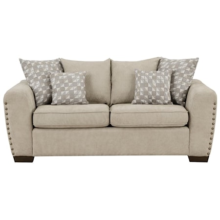 Transitional Love Seat with Nailheads
