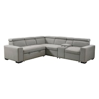 Casual 3-Piece Sectional Sofa with Adjustable Headrests, Bed, and Console