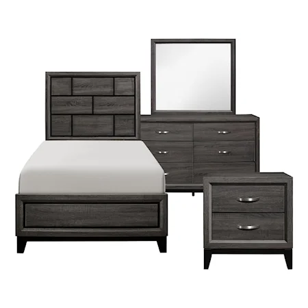 Contemporary 4 Piece Twin Bedroom Set