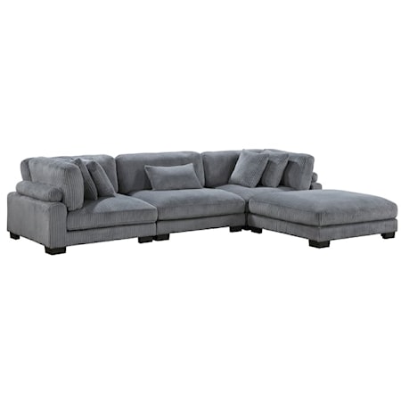 Casual 4-Piece Modular Sectional With Ottoman