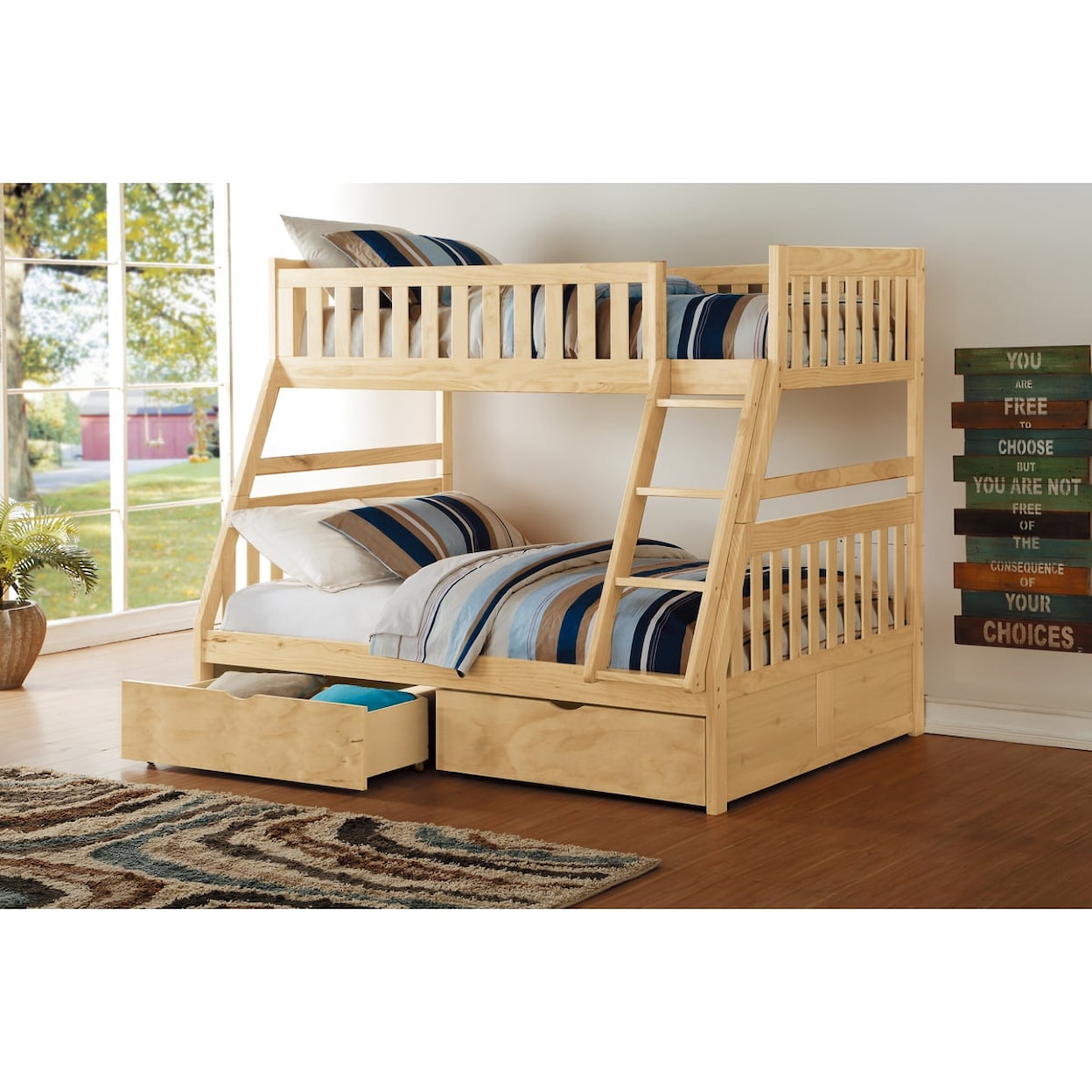 Homelegance Bartly Twin/Full Bunk Bed with Storage Boxes