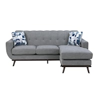 Mid-Century Modern Tufted Reversible Sofa Chaise with Splayed Legs