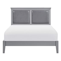 Transitional Queen Platform Bed with Upholstered Headboard