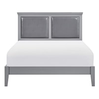 Transitional Full Platform Bed with Upholstered Headboard