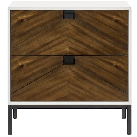 Contemporary 2-Drawer Nightstand with Chevron Design