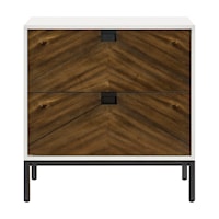 Contemporary 2-Drawer Nightstand with Chevron Design