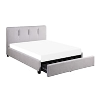Contemporary Upholstered Queen Platform Bed with Footboard Storage